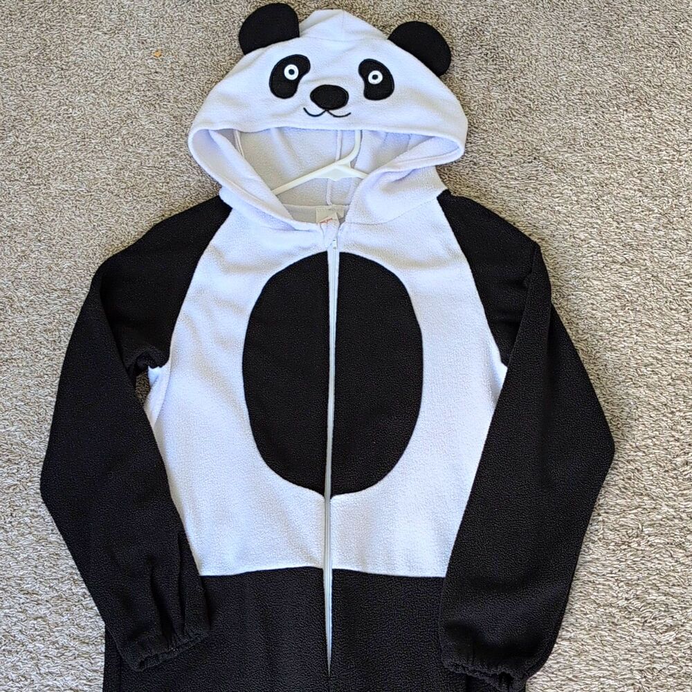Panda One Piece Hood Zip Up Costume Size 8-10Y Halloween, Festival Cozy